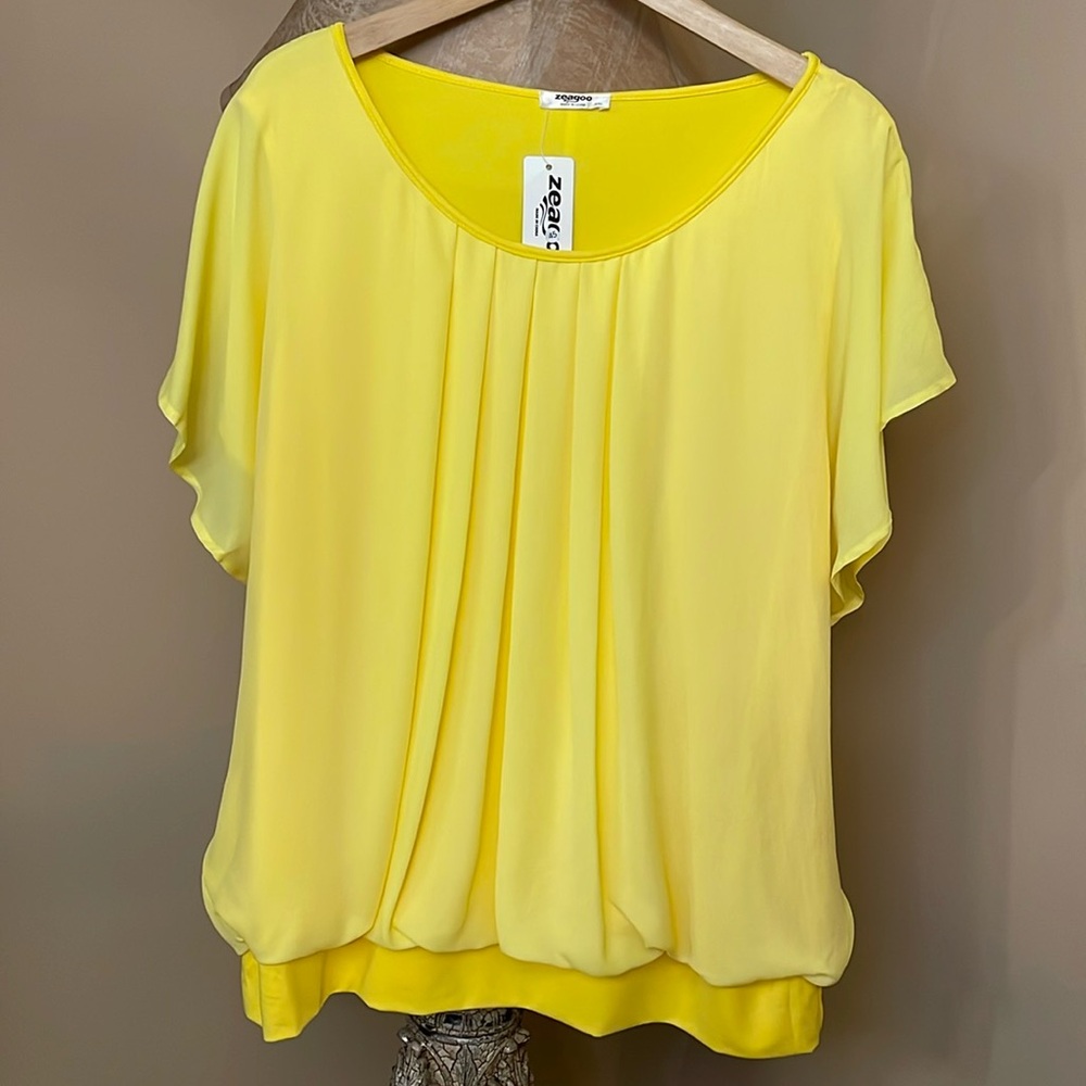 Zeagoo Yellow Blouse Size XXL New With Tags